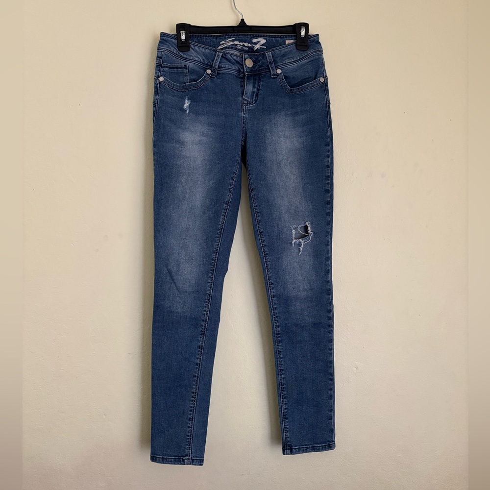 Seven7 Distressed Blue Skinny Jeans